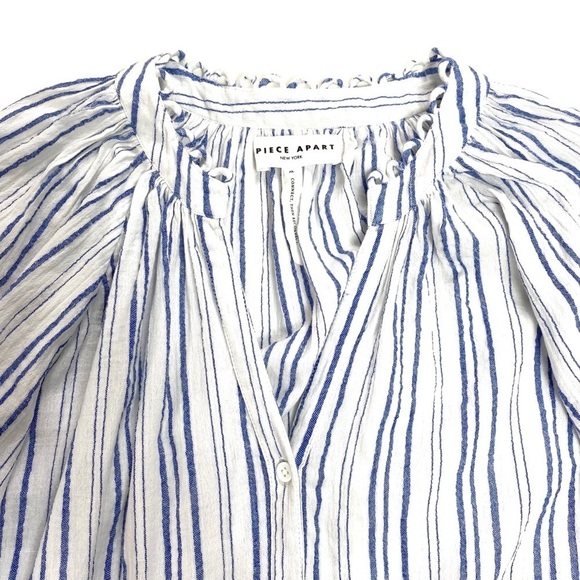 APIECE Apart Stripe Mitte Top Blouses in White / Blue - Picture 5 of 11